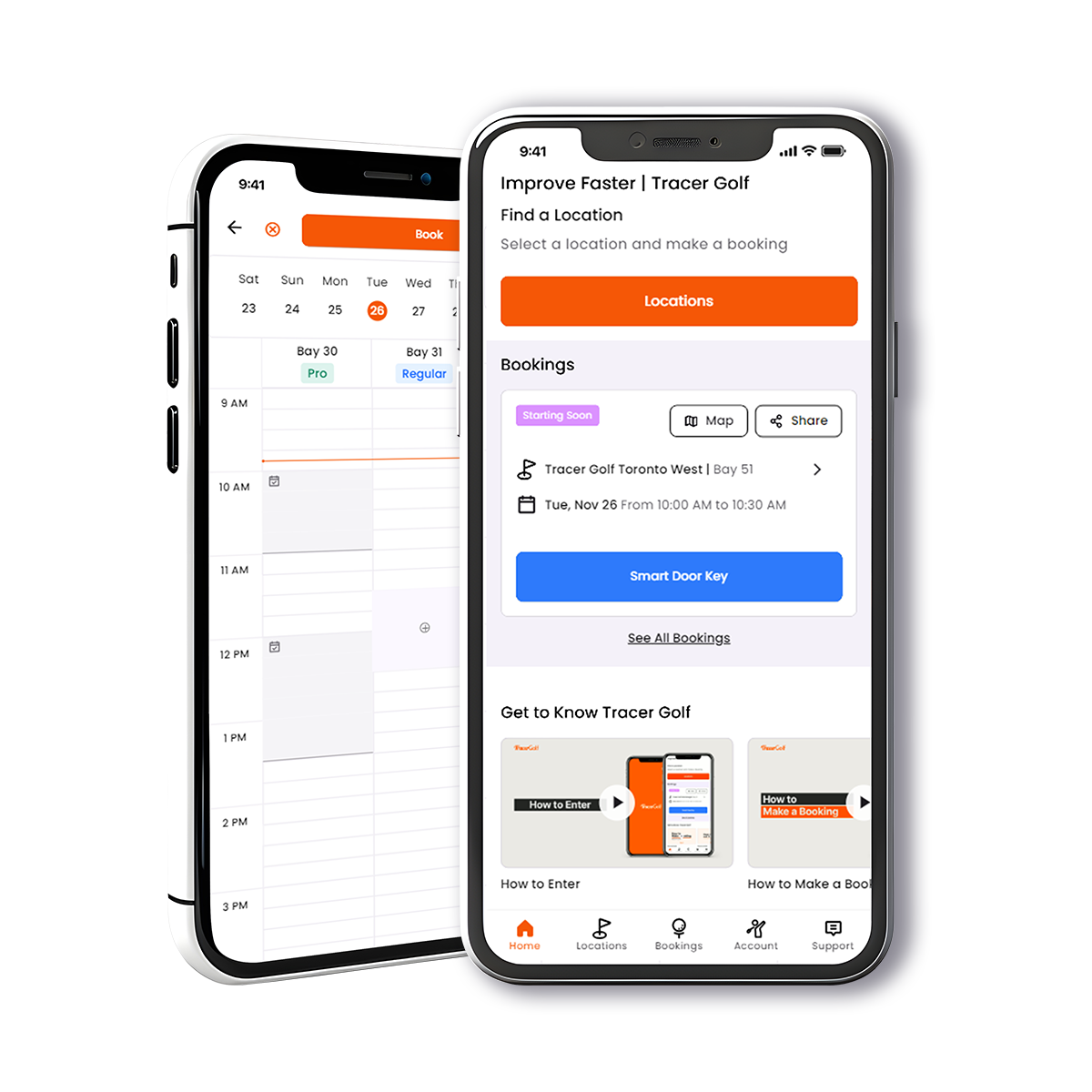 mobile phone with Tracer Golf app visible